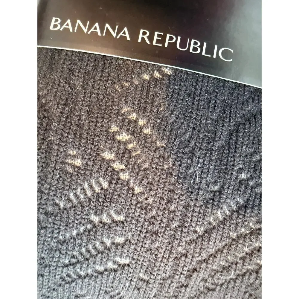 Banana Republic Black Diamond Textured Pattern Tights Stockings Made in USA Med